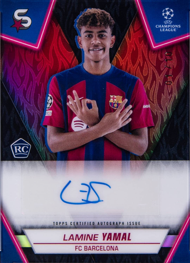 EINZELPACK 2023-24 TOPPS SUPERSTARS UCC (LAMINE YAMAL RC YEAR)