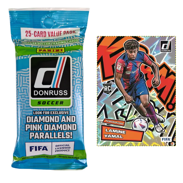 EINZELPACK 2023-24 Panini Donruss Soccer Fat Pack (LAMINE YAMAL RC YEAR)